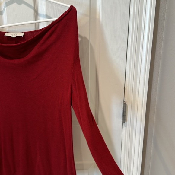 Maroon, long sleeve swoop neck women’s top - Picture 4 of 8